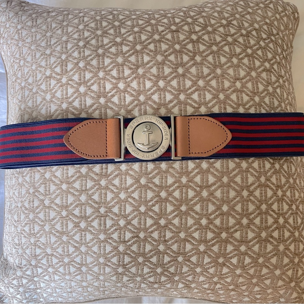 Sperry Top-Sider Women Red & Blue Stripe Elastic Belt Interlocking Buckle